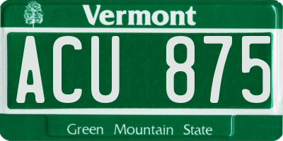 VT license plate ACU875