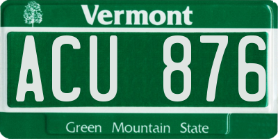 VT license plate ACU876