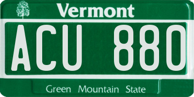 VT license plate ACU880