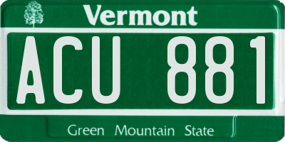 VT license plate ACU881