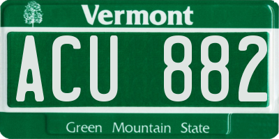 VT license plate ACU882