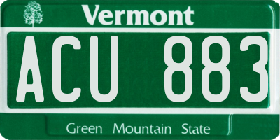 VT license plate ACU883