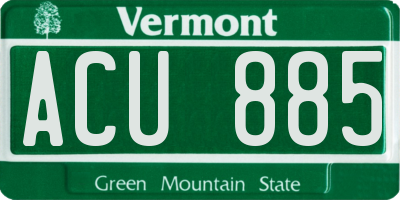 VT license plate ACU885