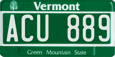 VT license plate ACU889