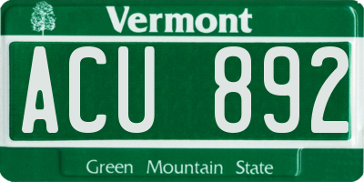VT license plate ACU892