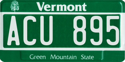 VT license plate ACU895