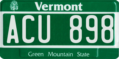VT license plate ACU898