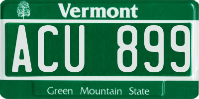 VT license plate ACU899