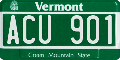 VT license plate ACU901