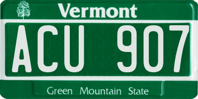 VT license plate ACU907