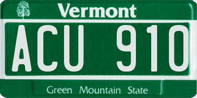 VT license plate ACU910