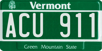 VT license plate ACU911