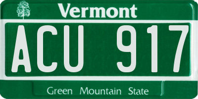 VT license plate ACU917