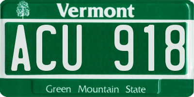 VT license plate ACU918