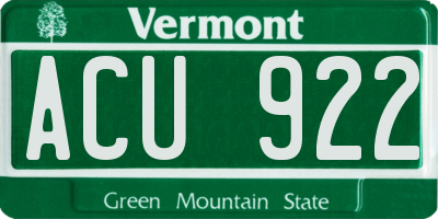 VT license plate ACU922