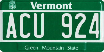 VT license plate ACU924