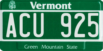 VT license plate ACU925