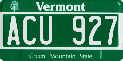 VT license plate ACU927
