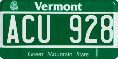 VT license plate ACU928