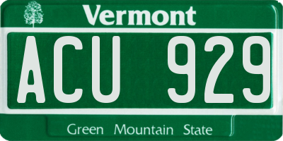 VT license plate ACU929