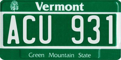 VT license plate ACU931