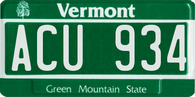 VT license plate ACU934