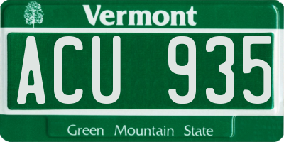 VT license plate ACU935