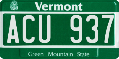 VT license plate ACU937