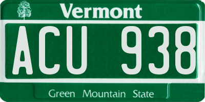 VT license plate ACU938