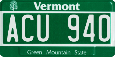 VT license plate ACU940