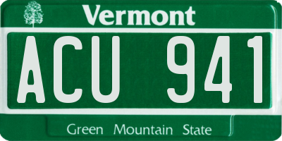 VT license plate ACU941