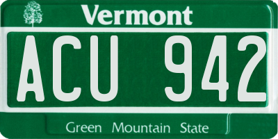 VT license plate ACU942
