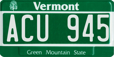 VT license plate ACU945