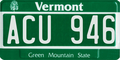 VT license plate ACU946