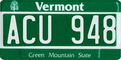 VT license plate ACU948