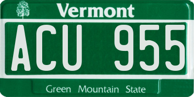 VT license plate ACU955