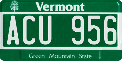 VT license plate ACU956
