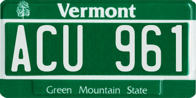 VT license plate ACU961