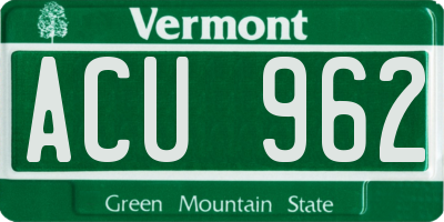 VT license plate ACU962