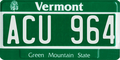 VT license plate ACU964