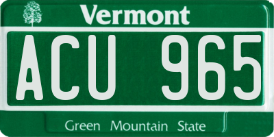 VT license plate ACU965