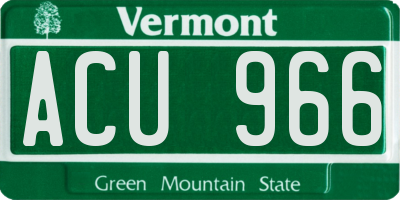 VT license plate ACU966