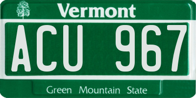 VT license plate ACU967
