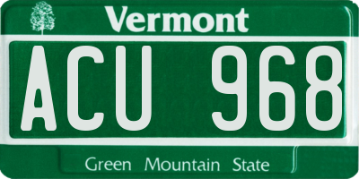 VT license plate ACU968