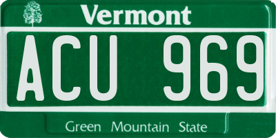 VT license plate ACU969