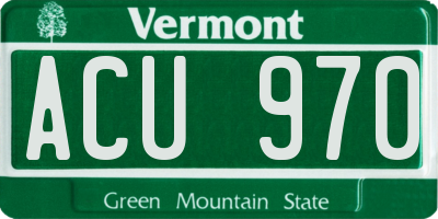 VT license plate ACU970