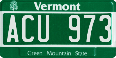 VT license plate ACU973