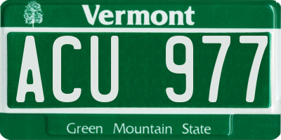 VT license plate ACU977