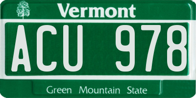 VT license plate ACU978