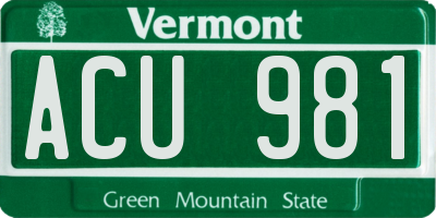VT license plate ACU981